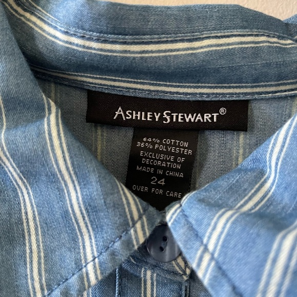 BN Denim Striped Shirtdress Size 24 - Picture 8 of 12